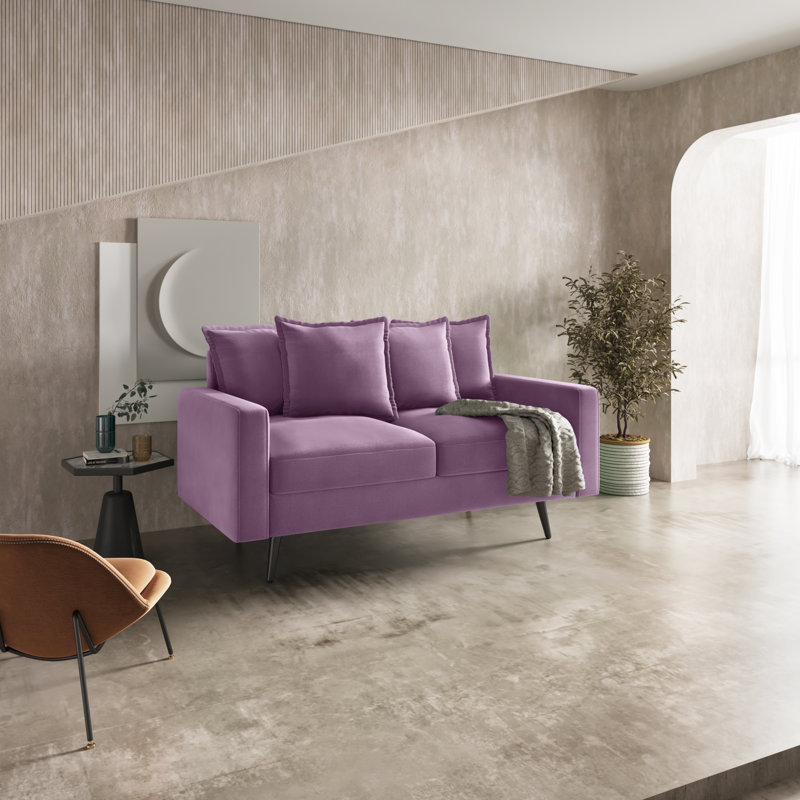 Veronica 58'' Velvet Square Arm Sofa Loveseat, Lavender