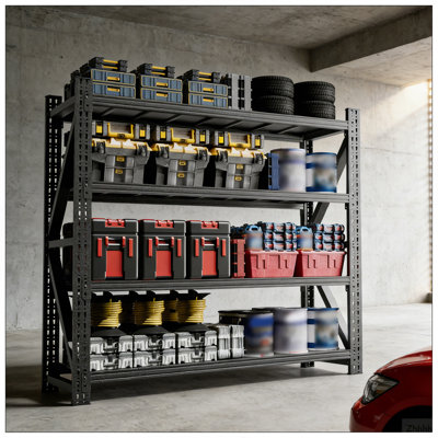 Étagère de garage très résistante, 6000 lb, très grandes tablettes réglables en métal (H 69 po x l 75 po x P 23,7 po)