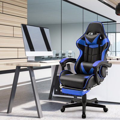 Soontrans Gaming Chair with Footrest High Back Office Chair with Headrest&Massage Lumbar Support Swivel Ergonomic Gaming Chair for Adults