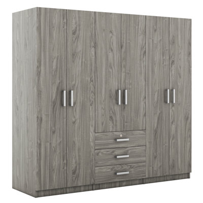 6-Doors Wooden Wardrobe Storage For Bedroom, With Big Drawers by Hokku Designs