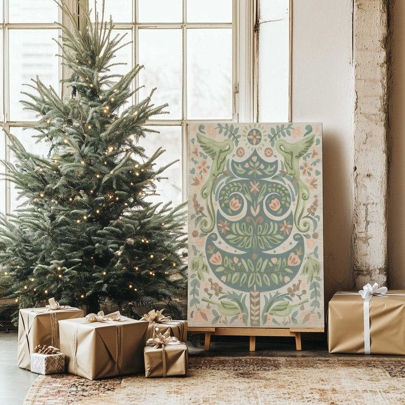 «Floral Folk Christmas Tree II», reproduction sur toile, H 18 po x l 12 po x P 1,25 po, Toile tendue