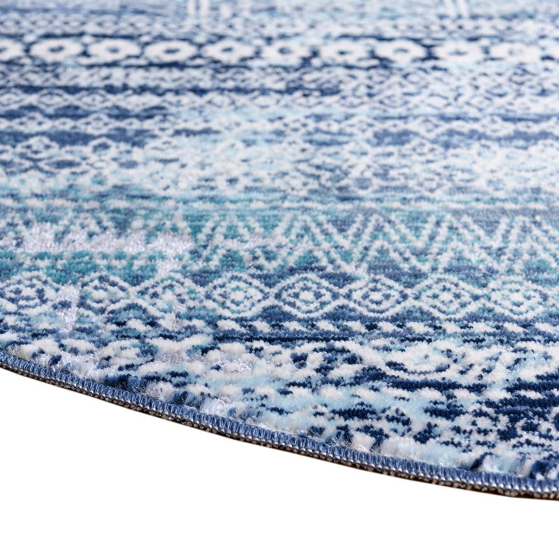 Geometric Indoor Rug, Round 3'7"