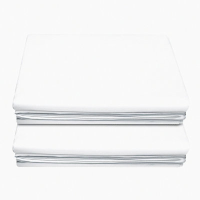 BreathEasy Flat Sheet Set - 2-Pack Super Soft Microfiber Bedding - Wrinkle Free Lightweight Bed Sheet - Easy Care Machine Washable - White Queen Size