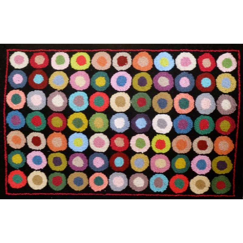 Rouge/jaune à pois en laine crocheté à la main gearld Tapis décoratif, Rectangle 2 pi x 3 pi