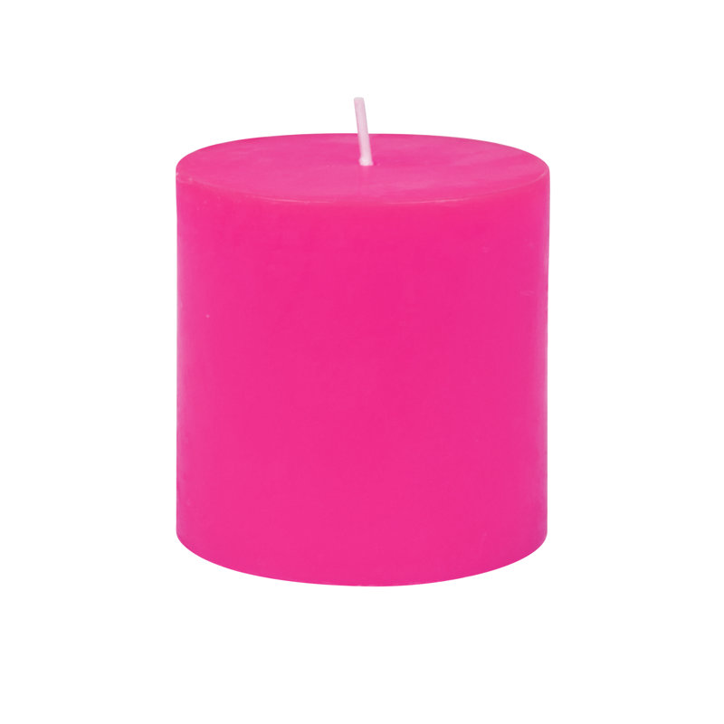 Bougie pilier sans parfum sans paraffine sans fumée, Hauteur de 3 po, diamètre de 3 po, Rose vif, 1 bougie