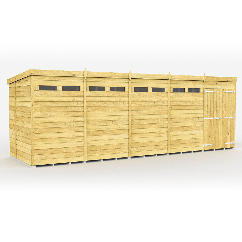 20ft x 7ft Pent Security Shed - Double Door
