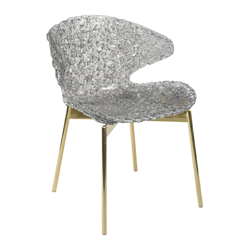Set Of 6 Swan Chairs With Steel Legs – Modern Curved Design, Gray, 1 PCS