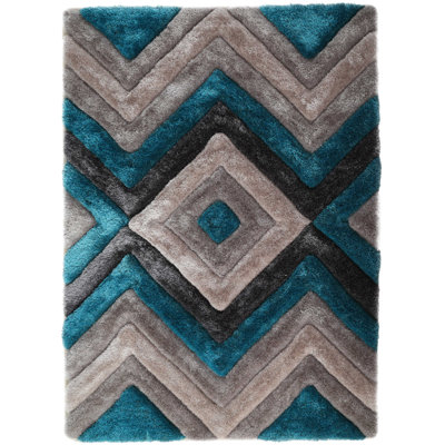 Garion Collection Teal Modern Area Rug