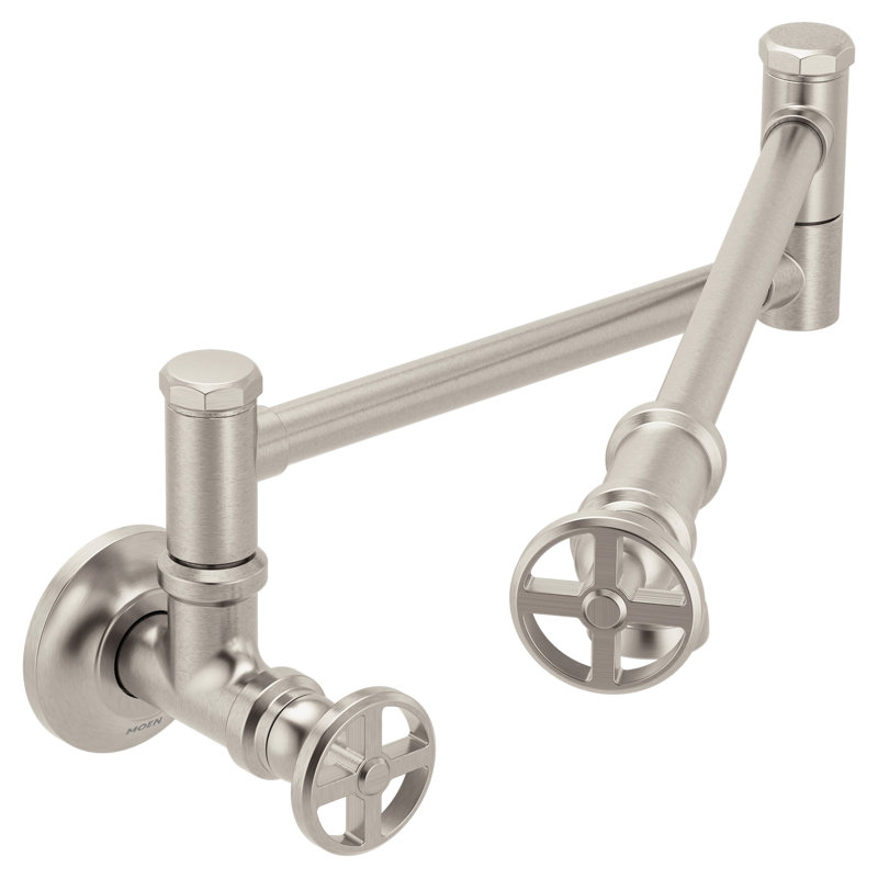 Spot resist stainless two-handle kitchen faucet, Round, Stainless Steel