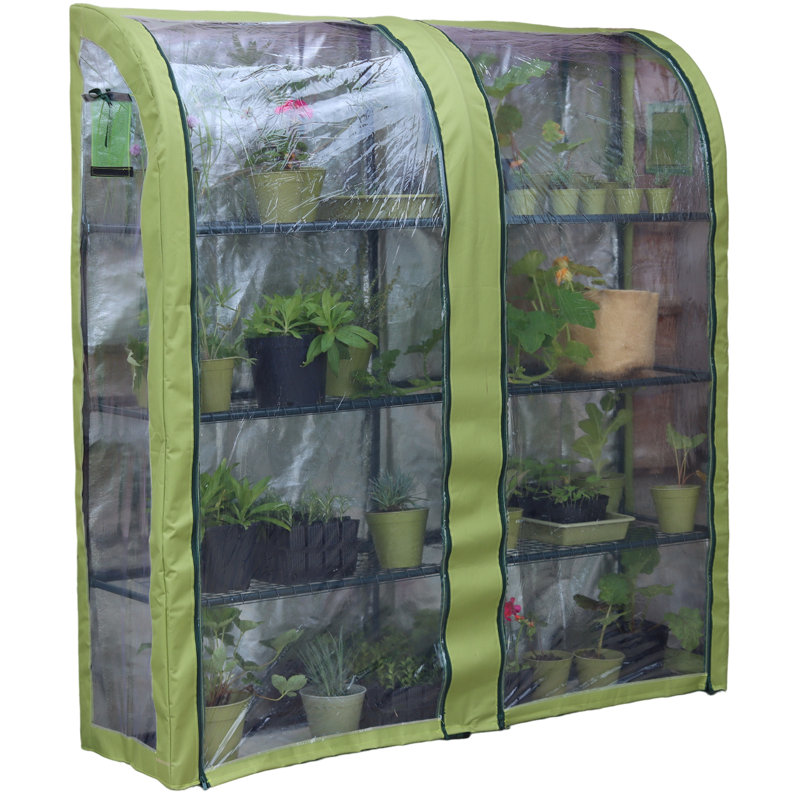 Haxnicks Double Light-Booster Mini Greenhouse 59" W x 63" H x 15.7" D