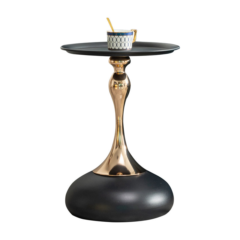 Compact Round Side Table for Small Spaces, Black
