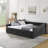 Daybed With Drawers Upholstered Tufted Sofa Bed,,With Button On Back And Copper Nail On Waved Shape Arms-1950825829