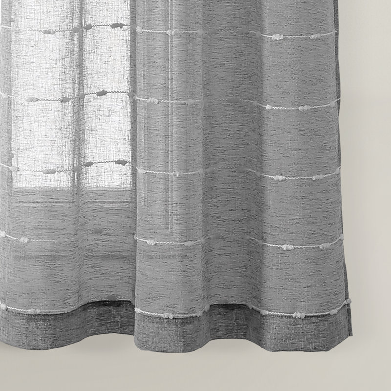 Paire de rideaux transparents avec œillets Farmhouse, L 38 po x L 63 po, Gris foncé