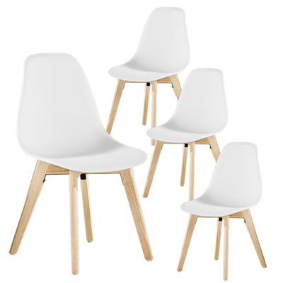 Mingus Plastic Dining Chairs with Solid Wooden Legs - Retro Side Chair for Dining Room Kitchen Living Room Office