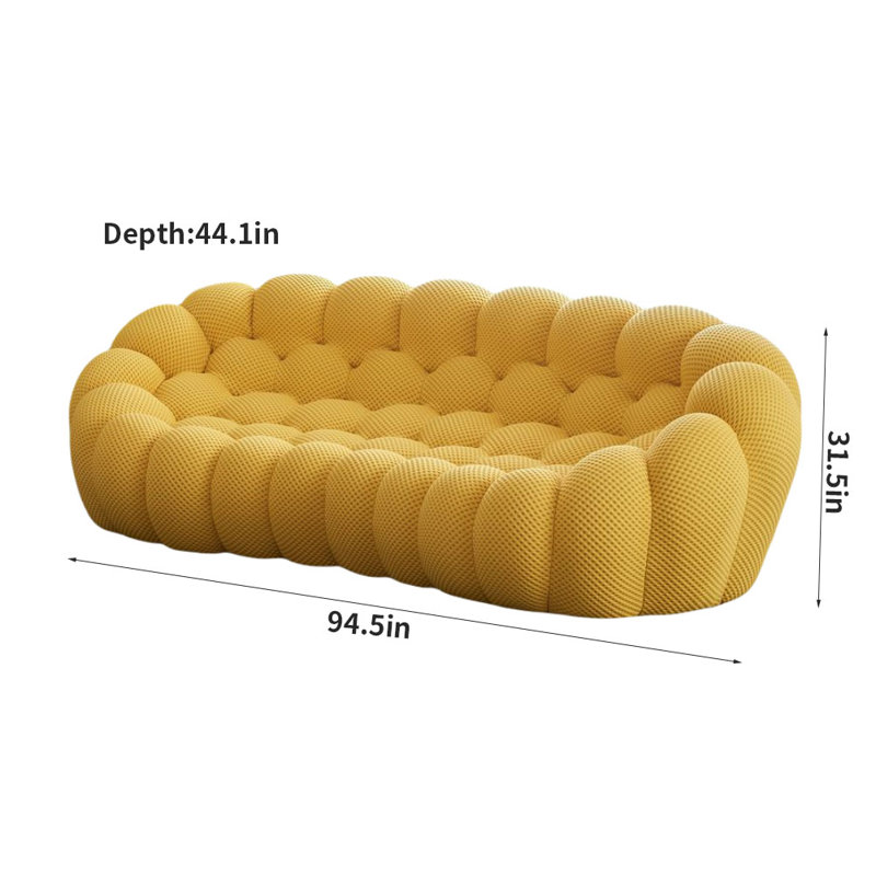 Canapé simple jaune Creative, H 31,5 po x l 94,5 po x P 44,1 po, 3