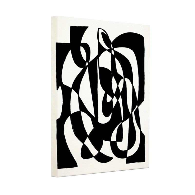 Abstract Abstract Black And White Curved Forms, 18" H x 12" W