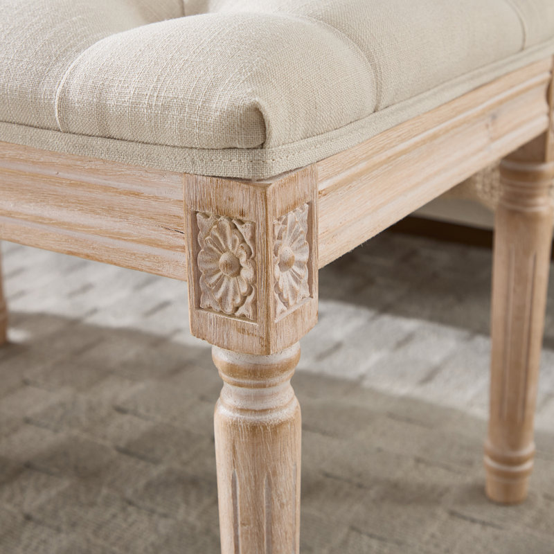 Bedroom Bench, French Vintage Tufted Entryway Bench