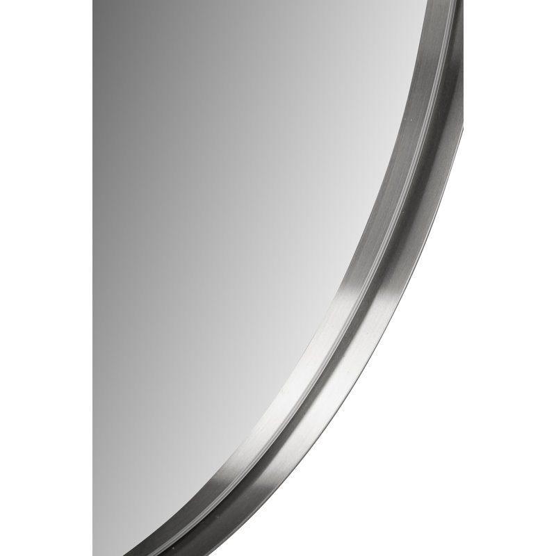 Stainless Steel Round Wall Mirror, 80cm x 80cm, Brushed Silver