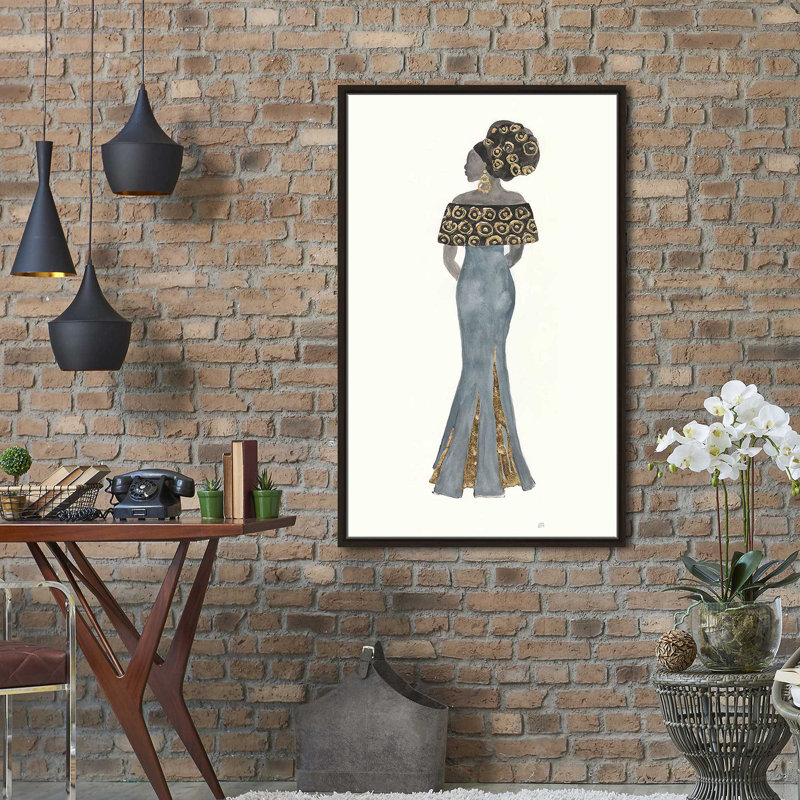 «Global Fashion IV» par Chris Paschke - Peinture, Cadre flottant espresso, H 63,5 po x l 39,5 po x P 2 po