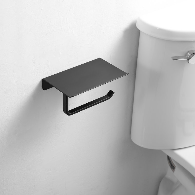 1 porte-papier hygiénique mural, Noir mat