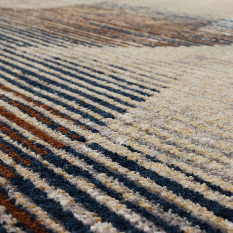 Gray Geometric Stain-Resistant Synthetic Area Rug