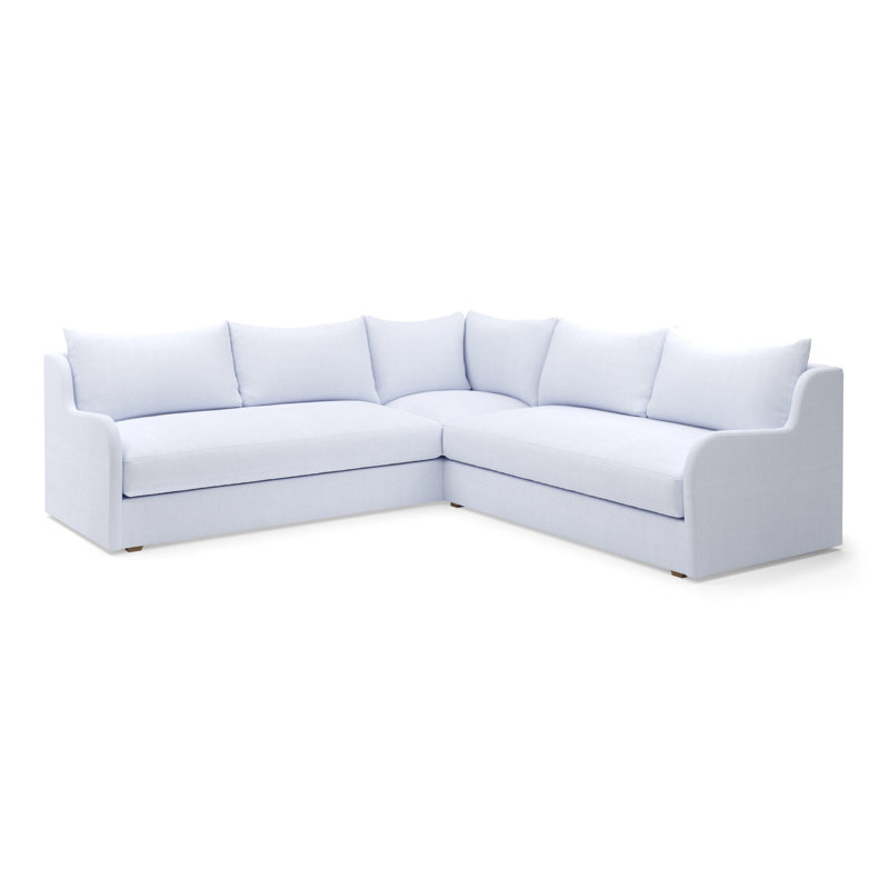 Paxton L Sectional, White Polyester Blend