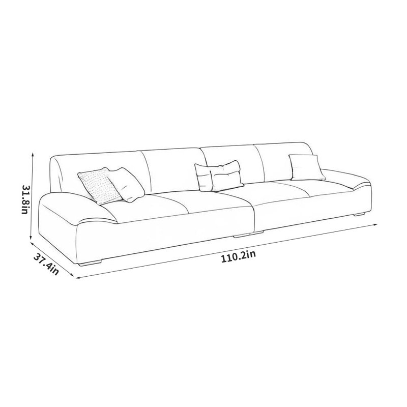 Canapé Creative Minimalist, Gris, 4, H 31,8 po x l 110,2 po x P 37,4 po