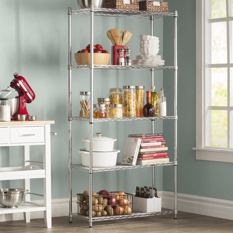 Étagère à 5 niveaux Wayfair Basics® Stromsburg (H 72 po x l 36 po x P 14 po), Chrome