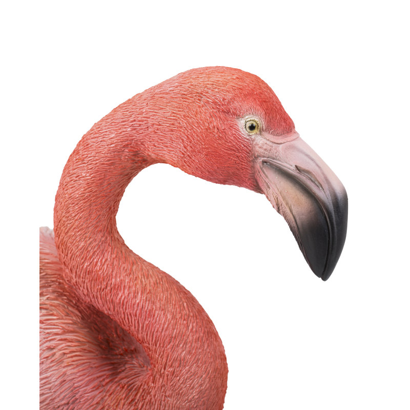 Pink Polyresin Flamingo Garden Statue with Realistic Features