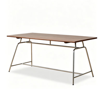 Modern Nut-Brown Rectangular Solid Wood Dining Table