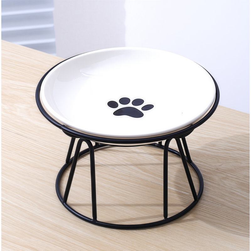 Bol pour chat surélevé en céramique avec support en métal, plat pour animaux de compagnie surélevé anti-vomit Whisker