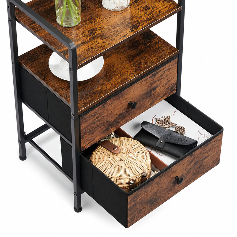 39 cm W Bedside Table, Dark brown spots