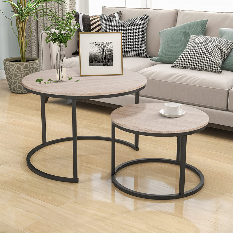 Patao Frame Coffee Table, 48.48" H x 69.49" W x 69.49" D, Oak/Black