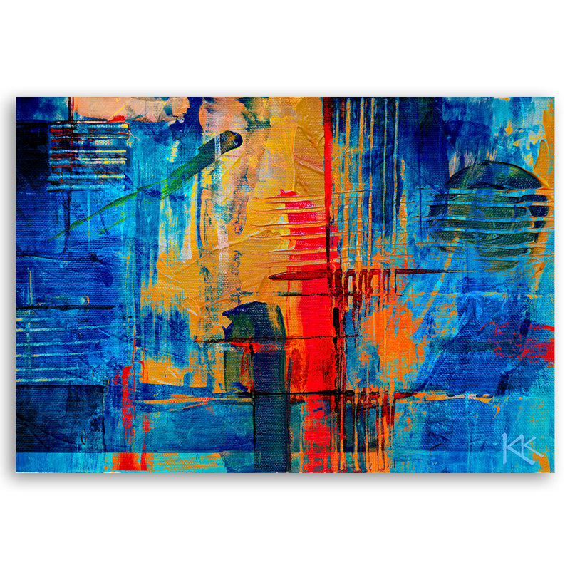 Colorful Abstraction Hand -Painted Art Print on Canvas, 70cm H x 100cm W