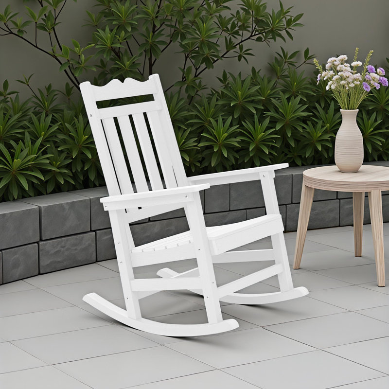 Chaise Adirondack berçante en plastique Anick, Blanc