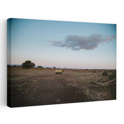 Lone Desert Vehicle Abstract Contemporary Landscape Nature Wall Art Print 1 Piece Wrapped Canvas Wall Art