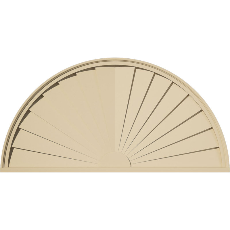 Demi-rond signature fronton en uréthane, brun clair apprêté, 50 po x 25 po x 2 po, Aucune, Rayons de soleil