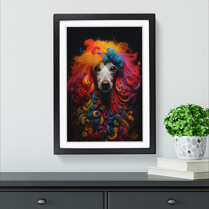 Poodle Conceptual - Single Picture Frame Print on Wood, Black, 64" H x 46" W x 2" D