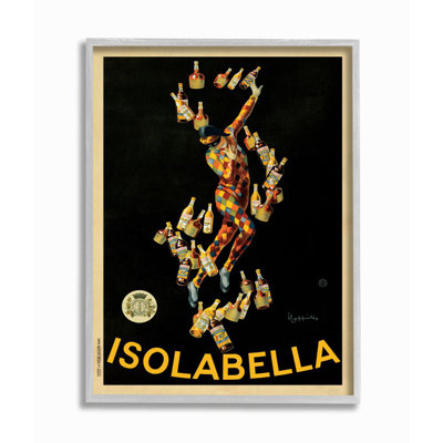 Isolabella Vintage Poster Drink Design Gray Farmhouse Rustic Framed Giclee Texturized Art by Marcello Dudovich