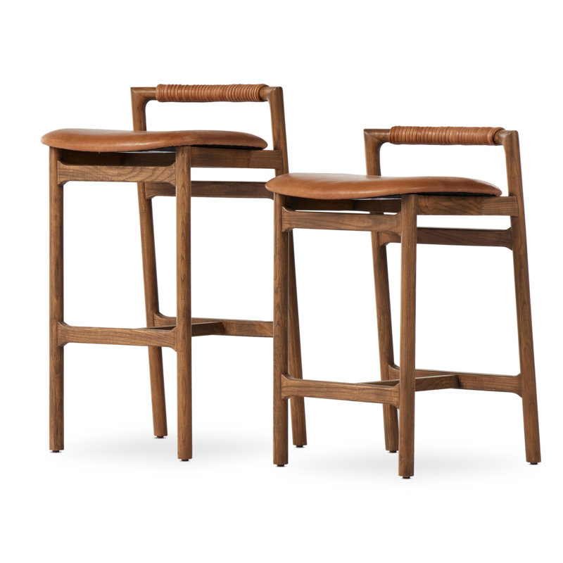 Solene Stool, Counter Stool (26" Seat Height), Haven Tobacco/Genuine Leather, Lamont Nettlewood