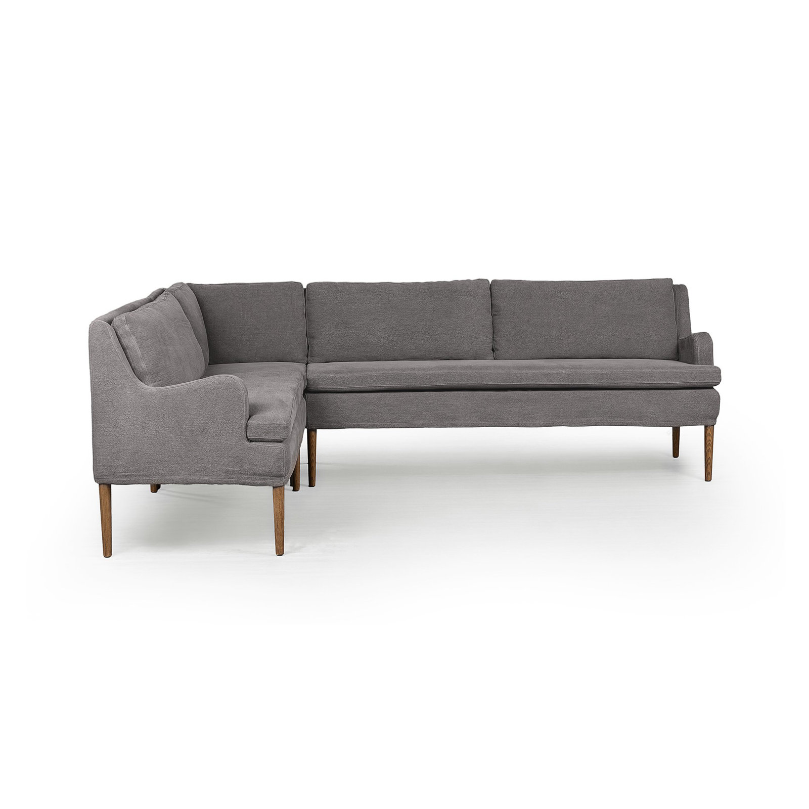 Aurelia Dining Banquette, Broadway Coffee Linen, Left Hand Facing, 34.5" H x 99" W x 76" D