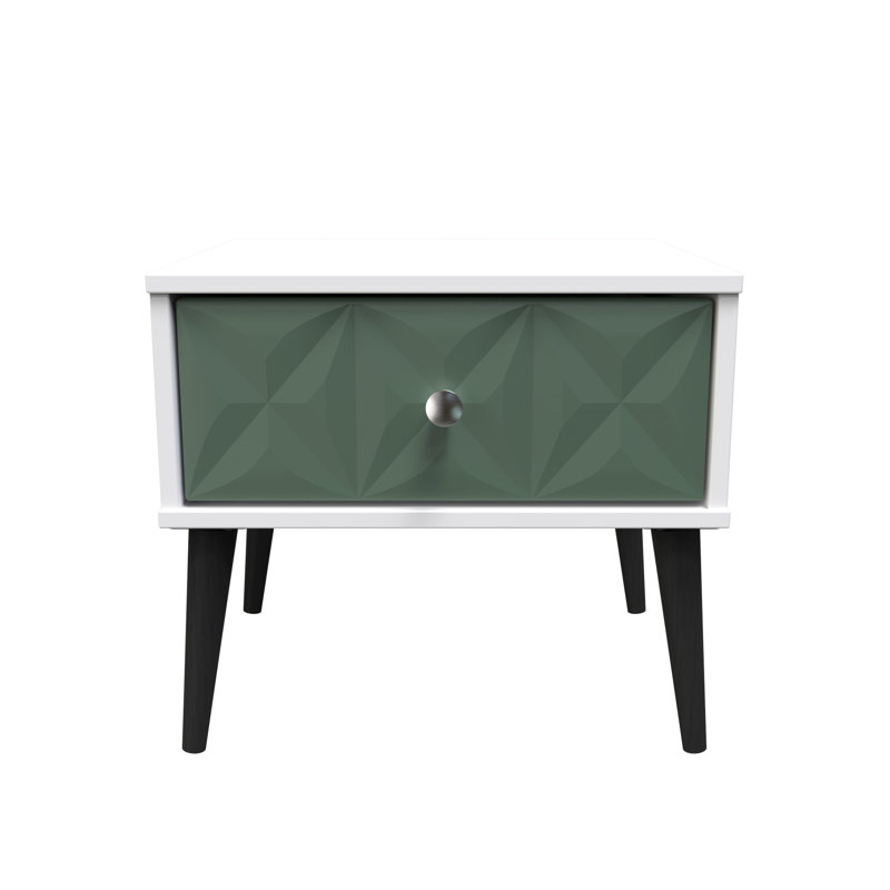 Carnlea 45cm W Manufactured Wood Bedside Table, Labrador Green/White