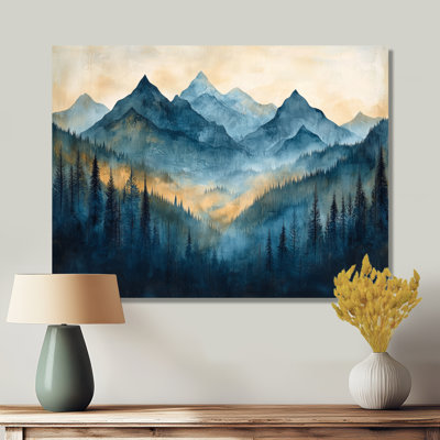 Mountains Natures Layers In Blue Winter II - Mountains Print On Metal