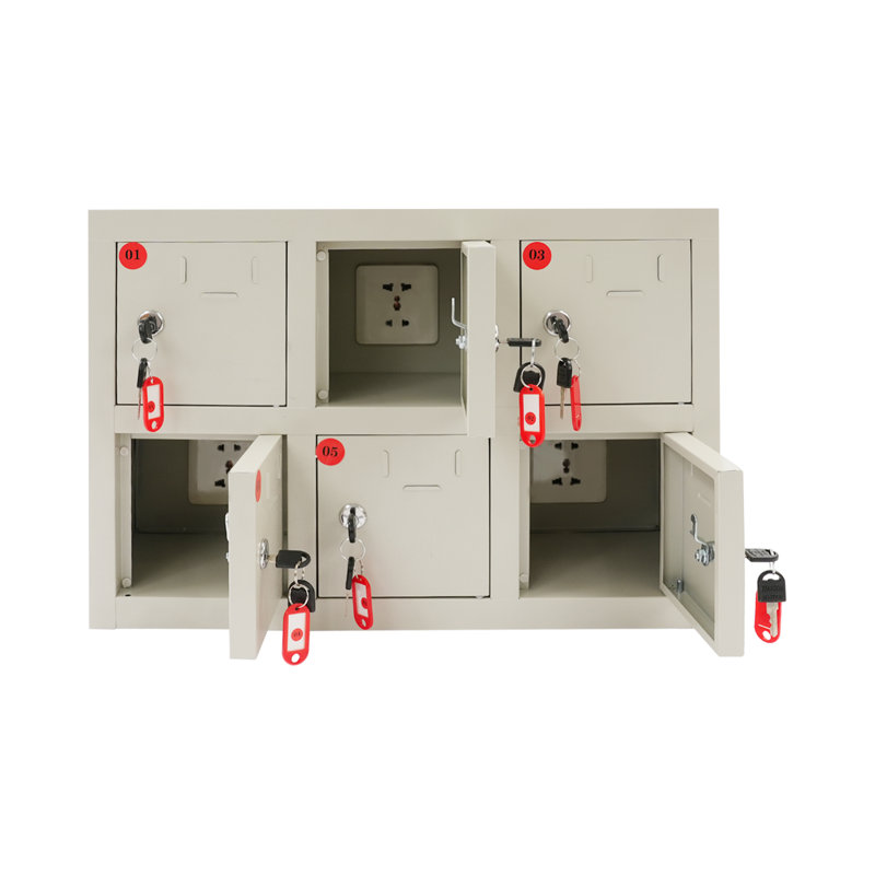 6-Compartment Cell Phone Locker With Charging Station