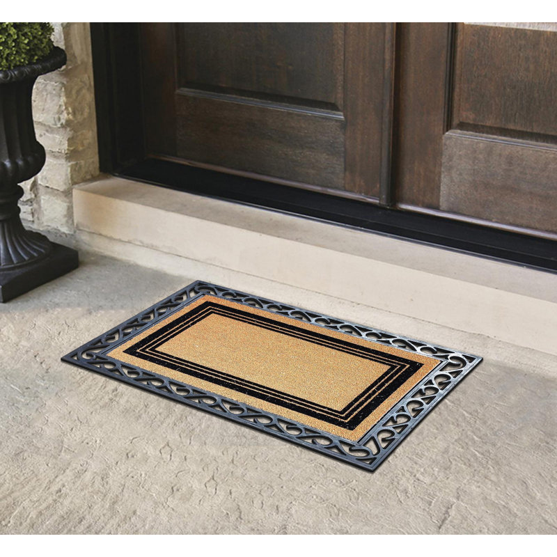 Paillasson de porte d'entrée extérieur brun classique 24 po x 36 po Brunwood