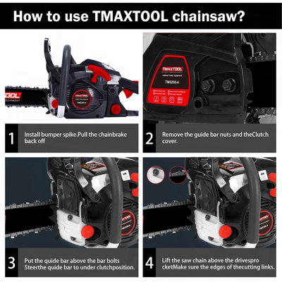 62Cc Powerful 20 Inch Gas Chainsaw With 2 Stroke - Perfect For Pruning, Limbing, And Sawmill Operations
