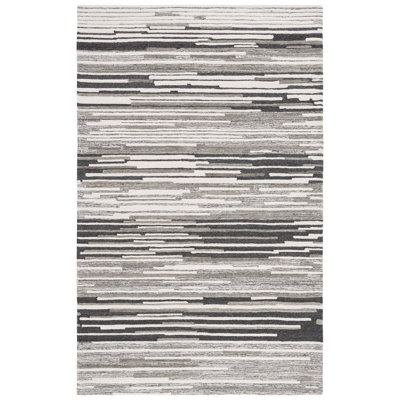 Rizzuto Abstract Hand Tufted Wool/Cotton Area Rug in Beige/Grey