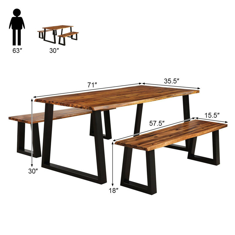 Serra 4 - Person Acacia Patio Dining Set with Rectangular Table