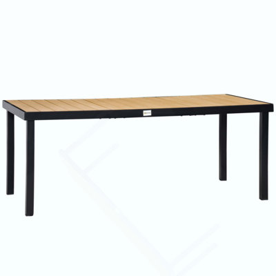 Outdoor Dining Table For 8 People, Rectangular Aluminum Frame Garden Table With All-Weather Faux Wood Top For Garden, Lawn, Patio