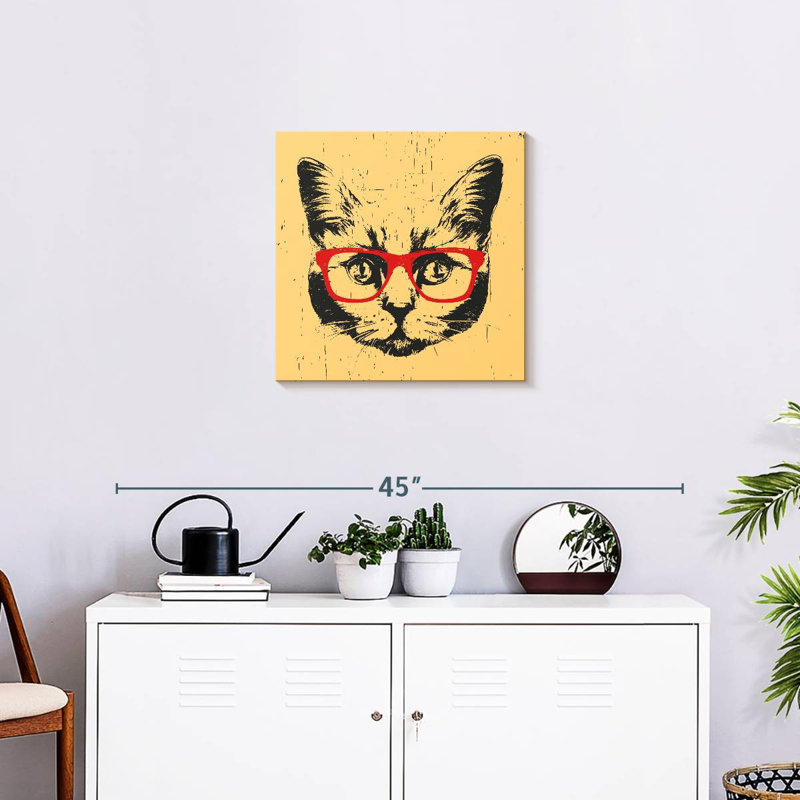 Brampt Cat With Glasses, 20" H x 20" W